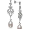 Best reviews of 😉 8-9 Millimeter Cultured Freshwater Pearl and Lab-Created Sapphire Chandelier Earrings in Sterling Silver by Belk & Co. 😀