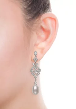 Best reviews of 😉 8-9 Millimeter Cultured Freshwater Pearl and Lab-Created Sapphire Chandelier Earrings in Sterling Silver by Belk & Co. 😀 -DealsBelk & Co. Store Belk 8199