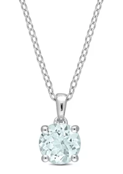 Brand new ✔️ 1.15 ct. t.g.w. Aquamarine Solitaire Pendant with Chain in Sterling Silver by Belk & Co. 👏
