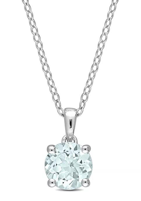 Brand new ✔️ 1.15 ct. t.g.w. Aquamarine Solitaire Pendant with Chain in Sterling Silver by Belk & Co. 👏 1 Brand new ✔️ 1.15 ct. t.g.w. Aquamarine Solitaire Pendant with Chain in Sterling Silver by Belk & Co. 👏