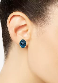 Outlet 😉 14K Yellow Gold 10x8mm Oval London Blue Topaz Stud Earrings by Belk & Co. 🎁 -DealsBelk & Co. Store Belk 8227