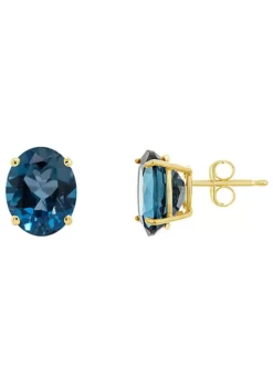 Outlet 😉 14K Yellow Gold 10x8mm Oval London Blue Topaz Stud Earrings by Belk & Co. 🎁 -DealsBelk & Co. Store Belk 8228