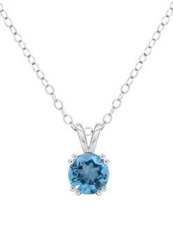 Best deal 😍 Sterling Silver 7mm Round Blue Topaz Pendant Necklace by Belk & Co. 🎁