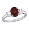 Brand new 😍 Oval Cut Garnet and Created White Sapphire 3-Stone Ring in Sterling Silver by Belk & Co. 😀