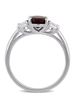 Brand new 😍 Oval Cut Garnet and Created White Sapphire 3-Stone Ring in Sterling Silver by Belk & Co. 😀 -DealsBelk & Co. Store Belk 827