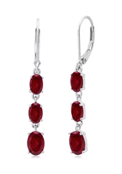Wholesale ✨ Created Ruby Oval Shape Dangle Earrings in 925 Sterling Silver (1.5 Inch) by Belk & Co. 😉 -DealsBelk & Co. Store Belk 8271