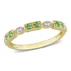 Deals 😀 Emerald and Diamond Accent Semi-Eternity Ring in 10k Yellow Gold by Belk & Co. 💯