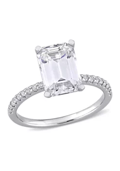 Budget 😍 3.2 ct. t.w. Created Moissanite Emerald-Cut Engagement Ring in 10K White Gold by Belk & Co. 😉