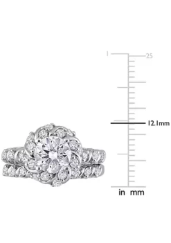 Flash Sale 😀 Lab Created Created Moissanite Halo Bridal Ring Set in Sterling Silver by Belk & Co. 🧨 -DealsBelk & Co. Store Belk 8291