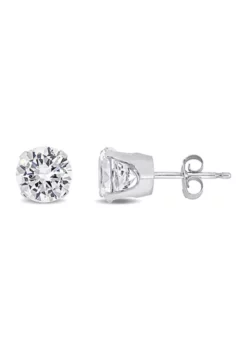Discount 🔥 Lab Created 2.6 CT TGW Created White Sapphire Stud Earrings in 10k White Gold by Belk & Co. 👏
