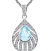 Wholesale 😉 2.22ct. t.w. Blue Topaz and White Topaz Feather Pendant Necklace in Sterling Silver by Belk & Co. 🧨