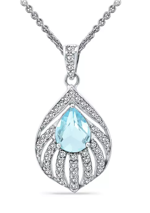 Wholesale ๐ 2.22ct. t.w. Blue Topaz and White Topaz Feather Pendant Necklace in Sterling Silver by Belk & Co. ๐งจ 4 Wholesale ๐ 2.22ct. t.w. Blue Topaz and White Topaz Feather Pendant Necklace in Sterling Silver by Belk & Co. ๐งจ - Image 4