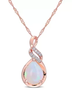 Cheap 😀 2 ct. t.w. Ethiopian Opal and 1/10 ct. t.w. Diamond Twist Pendant with Chain in 10K Rose Gold by Belk & Co. 😀