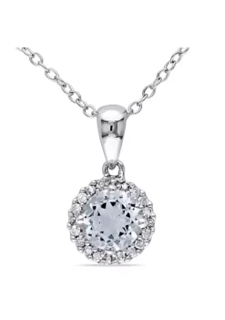 Coupon 😍 3/4 ct. t.g.w Aquamarine and 1/10 ct. t.w. Diamond Pendant with Chain in Sterling Silver by Belk & Co. 🧨 -DealsBelk & Co. Store Belk 8318