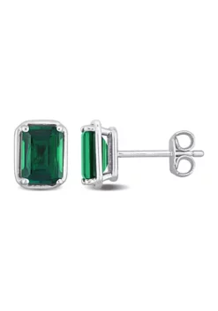 Deals 🧨 Lab Created 1.80 ct. t.g.w. Created Emerald Bezel Style Emerald Cut Stud Earrings in Sterling Silver by Belk & Co. ✨ -DealsBelk & Co. Store Belk 8332
