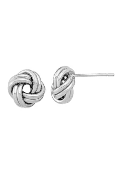 Discount 🔔 14K White Gold Polished Double Love Knot Post Earrings by Belk & Co. 🔥