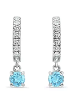 Promo ๐ 1.45 ct. t.w. Blue and White Topaz Huggie Hoop Drop Earrings, Sterling Silver by Belk & Co. ๐งจ