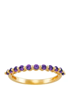 Outlet 🧨 Amethyst Band Ring in 10K Yellow Gold by Belk & Co. 💯