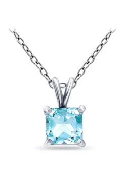 Budget โญ 1.24 ct. t.w. Princess Cut Blue Topaz Pendant Necklace in Sterling Silver by Belk & Co. ๐