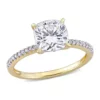 Cheapest ✨ Lab Created 2 ct. t.w. Moissanite and 1/10 ct. t.w. Diamond Solitaire Engagement Ring in 14k Yellow Gold by Belk & Co. 🌟