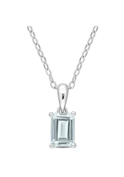 Discount 😉 1 ct. t.g.w. Aquamarine Solitaire Pendant with Chain in Sterling Silver by Belk & Co. 🎉