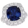 Hot Sale 🥰 7.1 ct. t.g.w. Blue Sapphire and 1.77 ct. t.w. Diamond Halo Cocktail Ring in 14K White Gold by Belk & Co. 😍