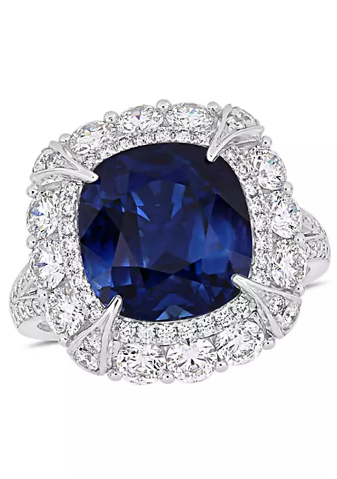 Hot Sale π₯° 7.1 ct. t.g.w. Blue Sapphire and 1.77 ct. t.w. Diamond Halo Cocktail Ring in 14K White Gold by Belk & Co. π 1 Hot Sale π₯° 7.1 ct. t.g.w. Blue Sapphire and 1.77 ct. t.w. Diamond Halo Cocktail Ring in 14K White Gold by Belk & Co. π