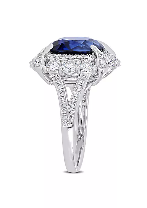 Hot Sale π₯° 7.1 ct. t.g.w. Blue Sapphire and 1.77 ct. t.w. Diamond Halo Cocktail Ring in 14K White Gold by Belk & Co. π 3 Hot Sale π₯° 7.1 ct. t.g.w. Blue Sapphire and 1.77 ct. t.w. Diamond Halo Cocktail Ring in 14K White Gold by Belk & Co. π - Image 3