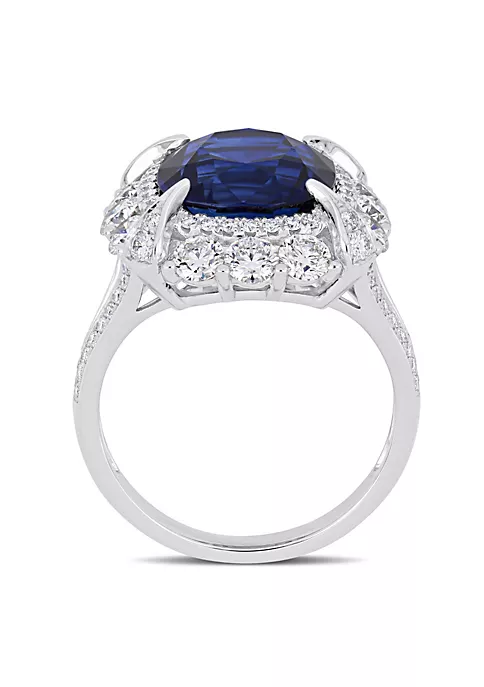 Hot Sale π₯° 7.1 ct. t.g.w. Blue Sapphire and 1.77 ct. t.w. Diamond Halo Cocktail Ring in 14K White Gold by Belk & Co. π 4 Hot Sale π₯° 7.1 ct. t.g.w. Blue Sapphire and 1.77 ct. t.w. Diamond Halo Cocktail Ring in 14K White Gold by Belk & Co. π - Image 4