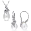 Brand new 🔔 2-Piece Set Cultured Freshwater Pearl and 1/10 ct. t.w. Diamond Twist Earrings and Necklace in Sterling Silver by Belk & Co. 🔥