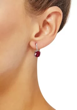 Coupon 👍 5.82 ct. t.w. Created Ruby and 1/10 ct. t.w. Diamond Drop Earrings in Sterling Silver by Belk & Co. ❤️ -DealsBelk & Co. Store Belk 8480