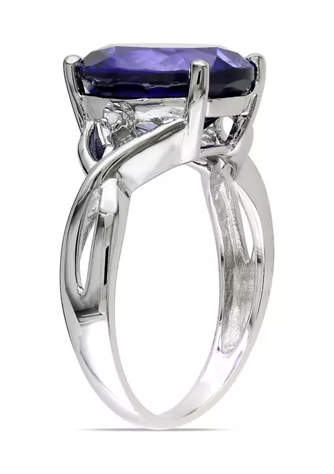 Cheapest π Lab Created 7 1/2 CT TG Oval Cut Created Blue Sapphire and Diamond Accent Ring in Sterling Silver by Belk & Co. π 3 Cheapest π Lab Created 7 1/2 CT TG Oval Cut Created Blue Sapphire and Diamond Accent Ring in Sterling Silver by Belk & Co. π - Image 3