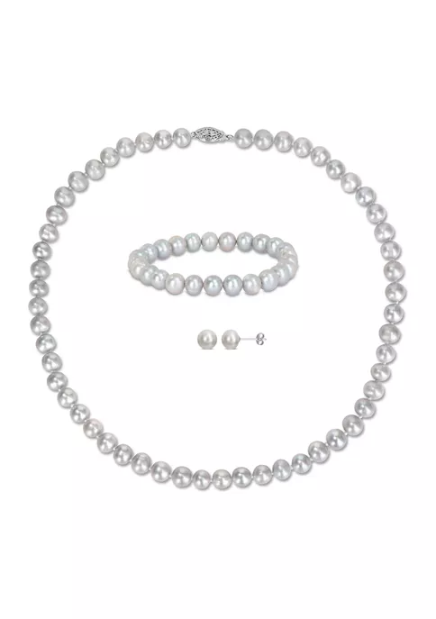 New 💯 7.5-8MM Grey Freshwater Cultured Pearl 3-Piece Set of Necklace Earrings & Bracelet in Sterling Silver by Belk & Co. 🎉 5 New 💯 7.5-8MM Grey Freshwater Cultured Pearl 3-Piece Set of Necklace Earrings & Bracelet in Sterling Silver by Belk & Co. 🎉 - Image 5