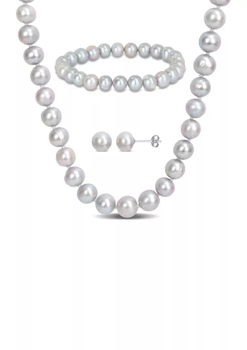 New 💯 7.5-8MM Grey Freshwater Cultured Pearl 3-Piece Set of Necklace Earrings & Bracelet in Sterling Silver by Belk & Co. 🎉 6 New 💯 7.5-8MM Grey Freshwater Cultured Pearl 3-Piece Set of Necklace Earrings & Bracelet in Sterling Silver by Belk & Co. 🎉 - Image 6