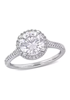 Best deal 👏 Lab Created 2 ct. t.w. Moissanite and 1/4 ct. t.w. Diamond Engagement Ring in 14k White Gold by Belk & Co. 🤩