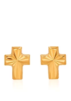 Best Pirce 👍 14k Yellow Gold Baby Cross Stud Earrings by Belk & Co. 🛒