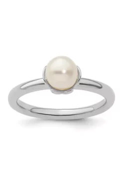 Best reviews of ❤️ Sterling Silver Stackable Expressions Polished White Freshwater Cultured Pearl Ring by Belk & Co. 😀
