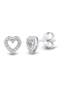 Top 10 🔥 1/10 ct. t.w. Diamond Heart Earrings in 10K White Gold by Belk & Co. 😉