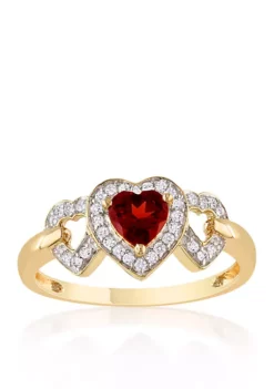 Promo 👍 10k Yellow Gold Garnet and Diamond Heart Ring by Belk & Co. 🎉 -DealsBelk & Co. Store Belk 8554