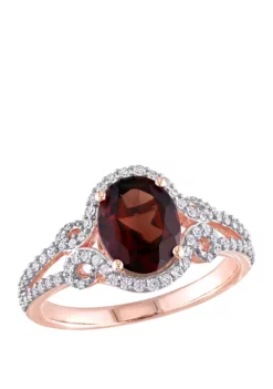 Outlet 😀 2.1 ct. t.w. Garnet, 1/3 ct. t.w. Diamond Halo Split Shank Ring by Belk & Co. 👍