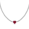 Best Pirce 🧨 Lab Created 18 CT TGW Heart Shaped Created Ruby and Created White Sapphire Tennis Necklace in Sterling Silver by Belk & Co. 🎉