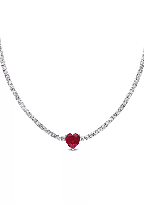 Best Pirce ๐งจ Lab Created 18 CT TGW Heart Shaped Created Ruby and Created White Sapphire Tennis Necklace in Sterling Silver by Belk & Co. ๐ 6 Best Pirce ๐งจ Lab Created 18 CT TGW Heart Shaped Created Ruby and Created White Sapphire Tennis Necklace in Sterling Silver by Belk & Co. ๐ - Image 6