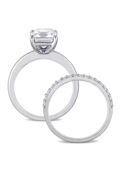 Best Sale ⭐ Lab Created 4 CT TGW Created White Sapphire Emerald-Cut Bridal Ring Set in 10k White Gold by Belk & Co. 🧨 -DealsBelk & Co. Store Belk 8587