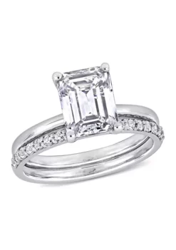 Best Sale ⭐ Lab Created 4 CT TGW Created White Sapphire Emerald-Cut Bridal Ring Set in 10k White Gold by Belk & Co. 🧨 -DealsBelk & Co. Store Belk 8589