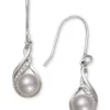 Buy 😍 6-7 Millimeter Cultured Freshwater Pearl and Lab Created Sapphire Earrings in Sterling Silver by Belk & Co. 🧨