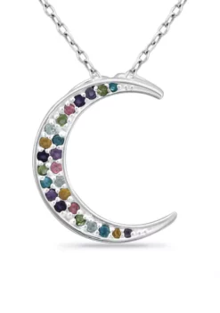 Brand new 😍 5/8 ct. t.w. Multi Gemstone Crescent Necklace, Sterling Silver by Belk & Co. 👍 -DealsBelk & Co. Store Belk 8599