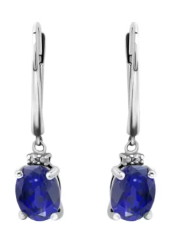 Budget โญ 1.8 ct. t.w. Green Quartz and Diamond Drop Lever Back Earrings, Sterling Silver by Belk & Co. ๐
