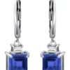 Outlet 🛒 Lab Created 4 ct. t.w. Synthetic Blue and Created White Sapphire Drop Lever Back Earrings, Sterling Silver by Belk & Co. ❤️