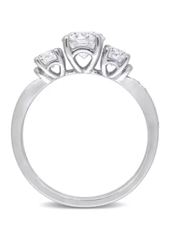 Cheap 🎁 1.37 ct. t.w. Created Moissanite 3-Stone Engagement Ring in 10k White Gold by Belk & Co. 🛒 -DealsBelk & Co. Store Belk 8636