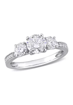 Cheap 🎁 1.37 ct. t.w. Created Moissanite 3-Stone Engagement Ring in 10k White Gold by Belk & Co. 🛒 -DealsBelk & Co. Store Belk 8639
